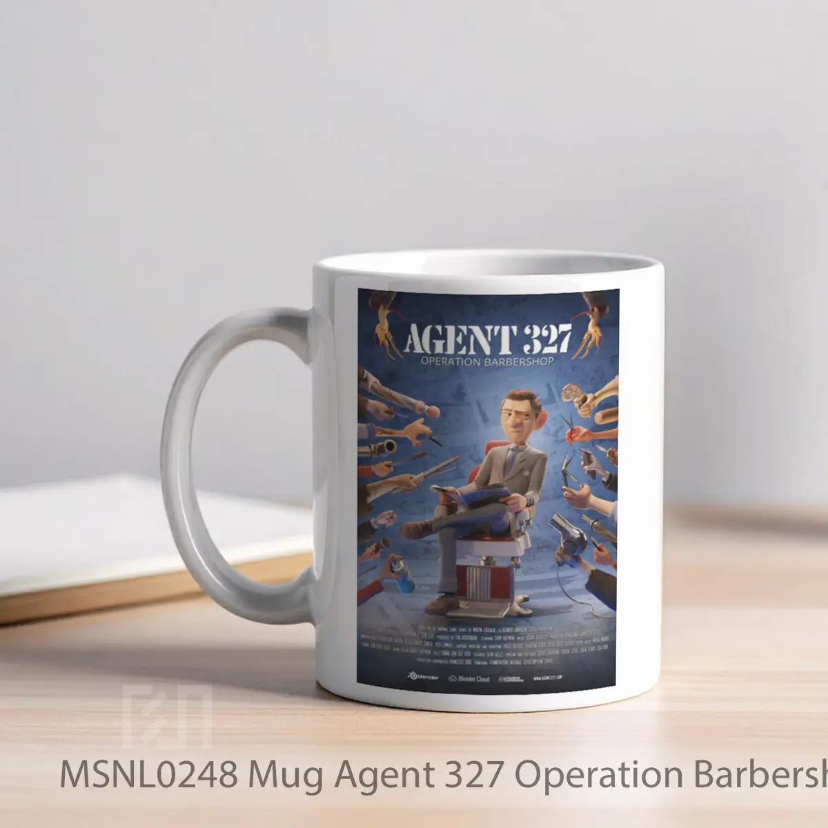 Mug Agent 327 Operation Barbershop Gelas Keramik Tema Film MSNL0248 - Tampak Kiri