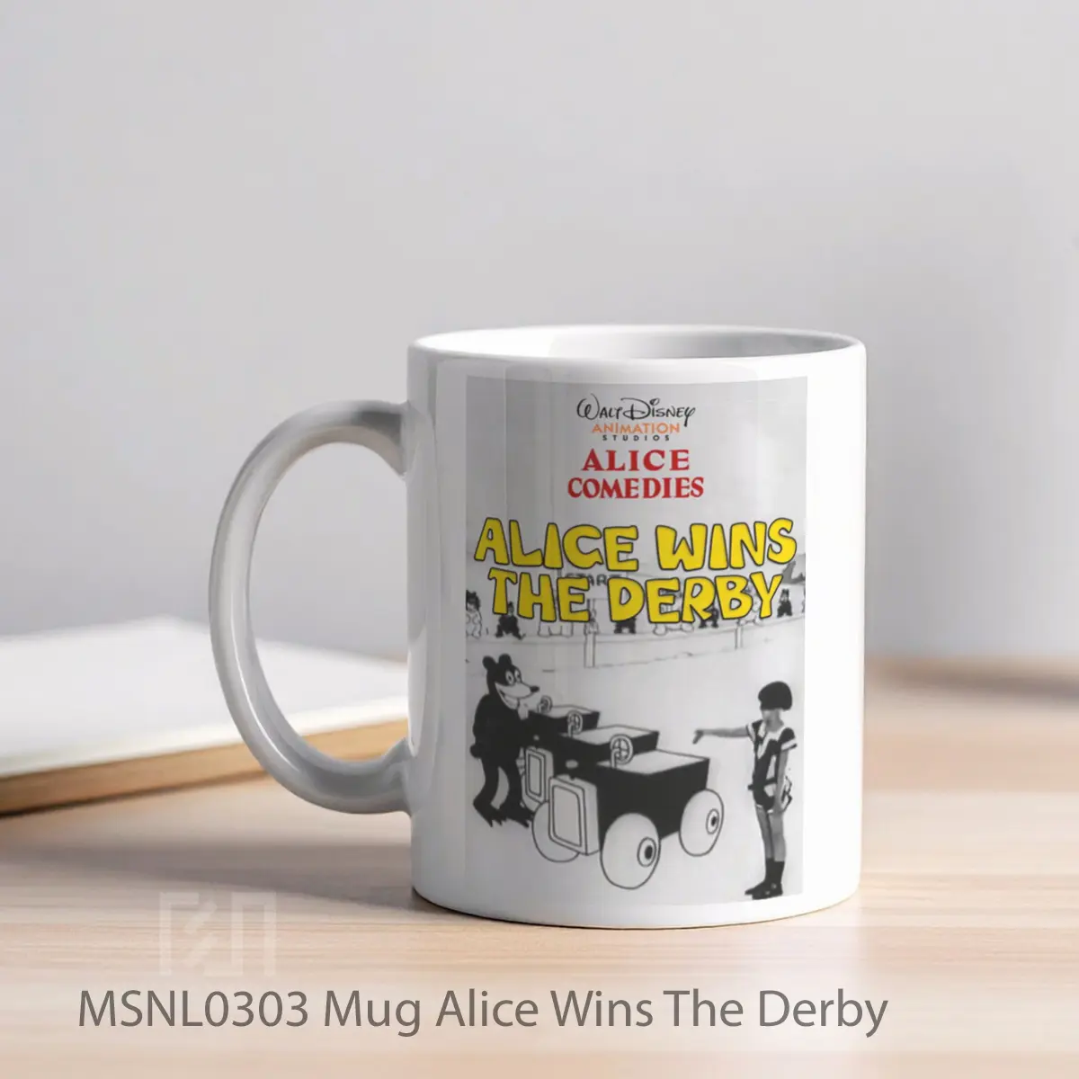Mug Alice Wins The Derby Gelas Keramik Tema Film MSNL0303 - Tampak Kiri