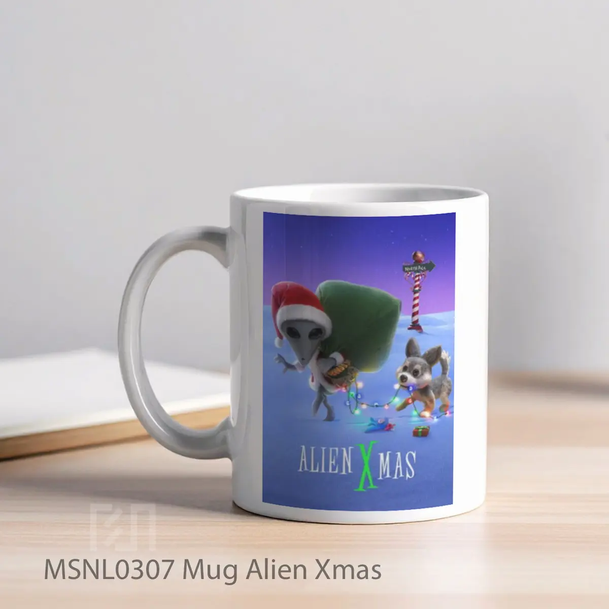 Mug Alien Xmas Gelas Keramik Tema Film MSNL0307 - Tampak Kiri