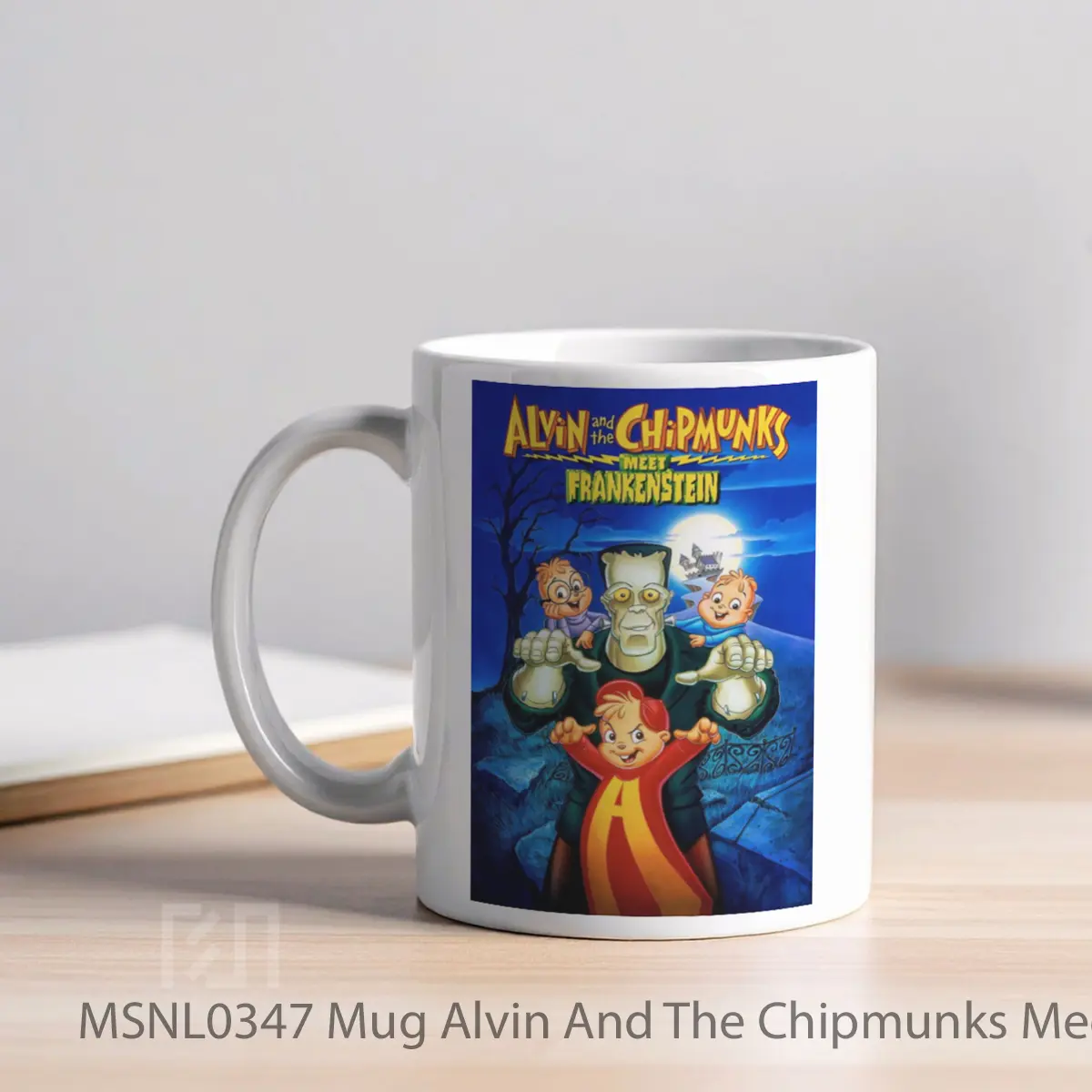 Mug Alvin And The Chipmunks Meet Frankenstein Gelas Keramik Tema Film MSNL0347 - Tampak Kiri