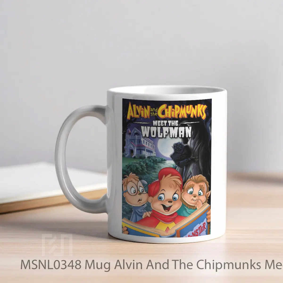 Mug Alvin And The Chipmunks Meet The Wolfman Gelas Keramik Tema Film MSNL0348 - Tampak Kiri