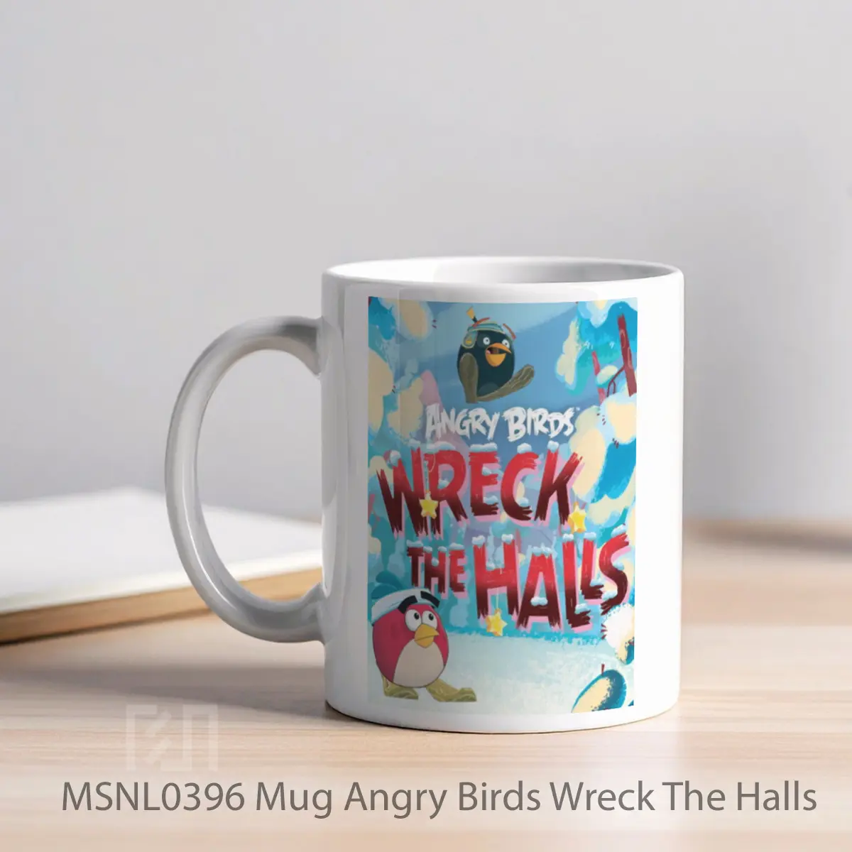 Mug Angry Birds Wreck The Halls Gelas Keramik Tema Film MSNL0396 - Tampak Kiri