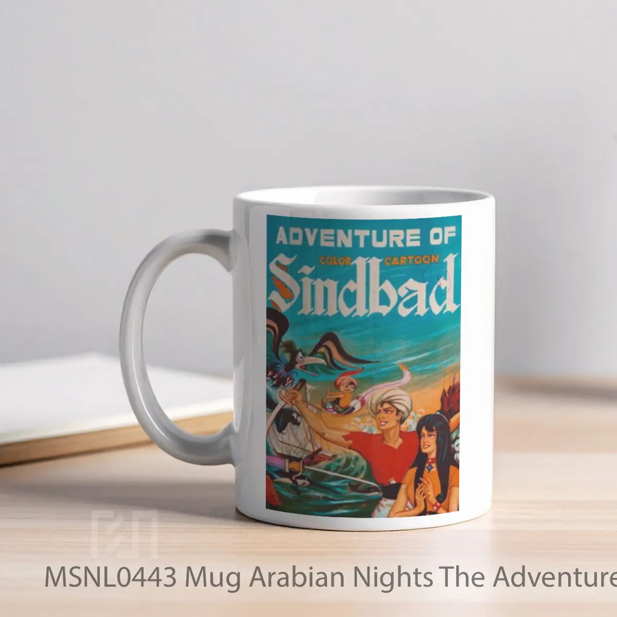 Mug Arabian Nights The Adventures Of Sinbad Gelas Keramik Tema Film MSNL0443 - Tampak Kiri