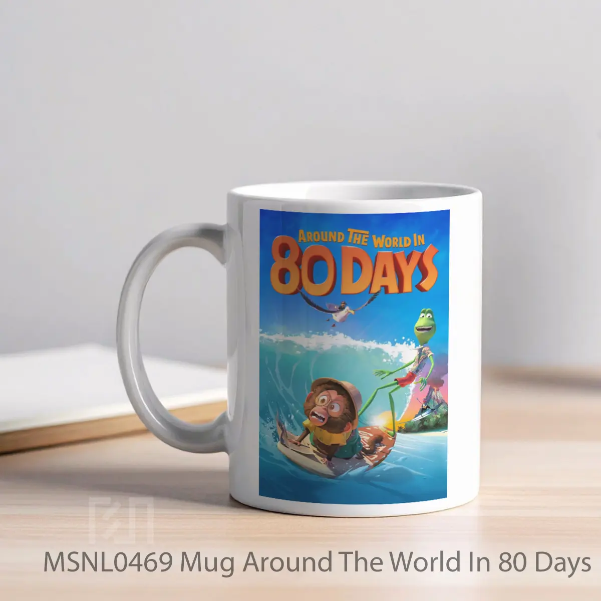 Mug Around The World In 80 Days Gelas Keramik Tema Film MSNL0469 - Tampak Kiri
