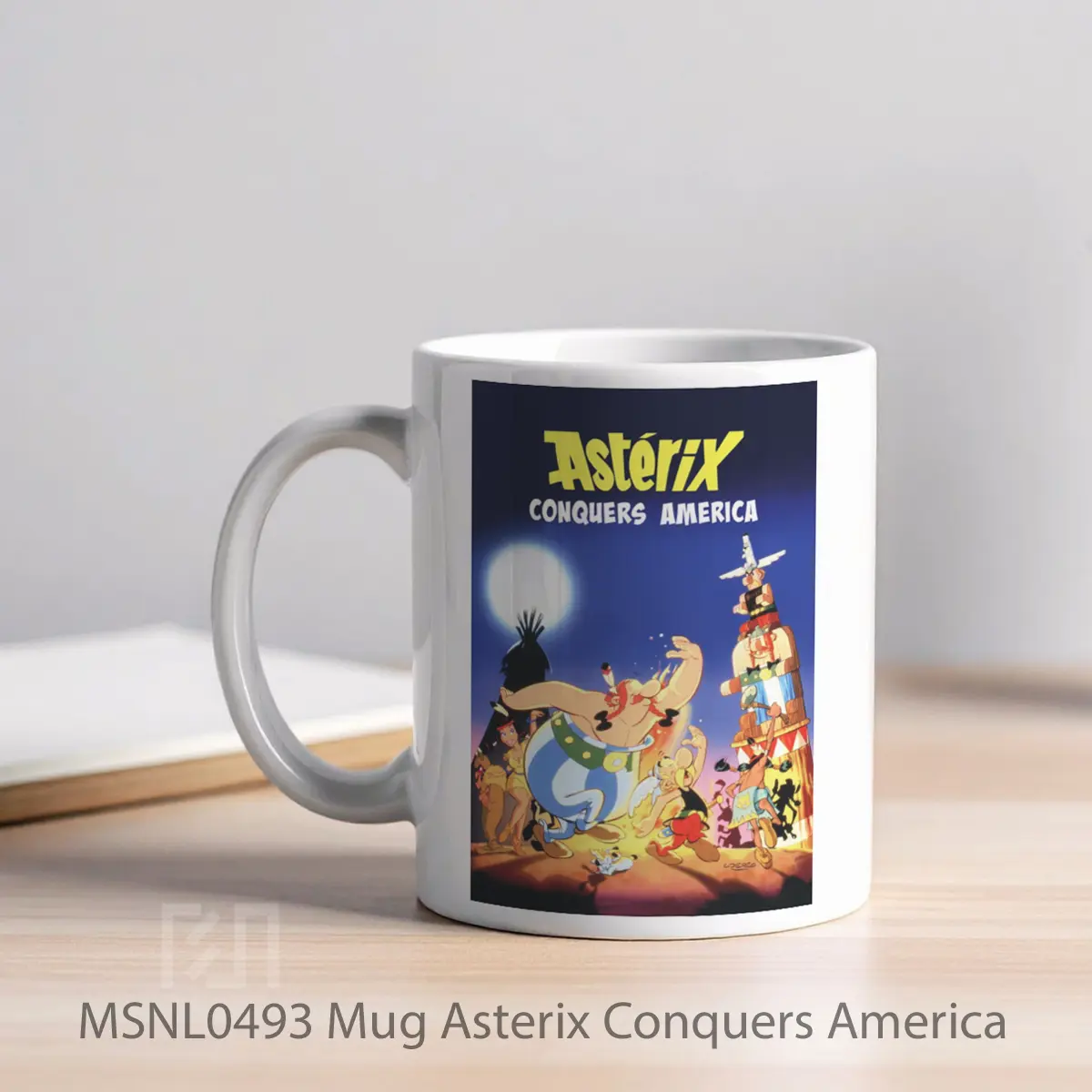 Mug Asterix Conquers America Gelas Keramik Tema Film MSNL0493 - Tampak Kiri