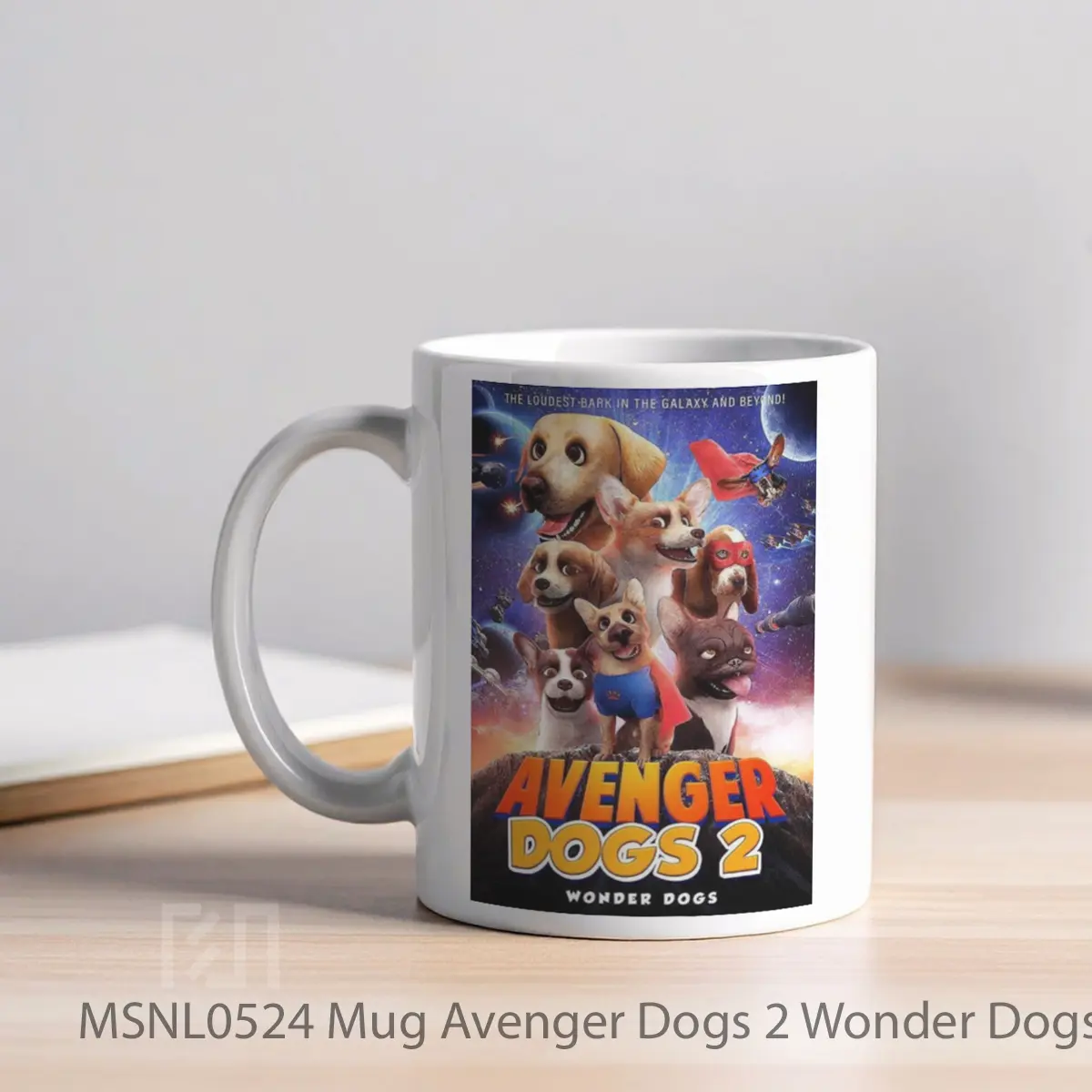 Mug Avenger Dogs 2 Wonder Dogs Gelas Keramik Tema Film MSNL0524 - Tampak Kiri