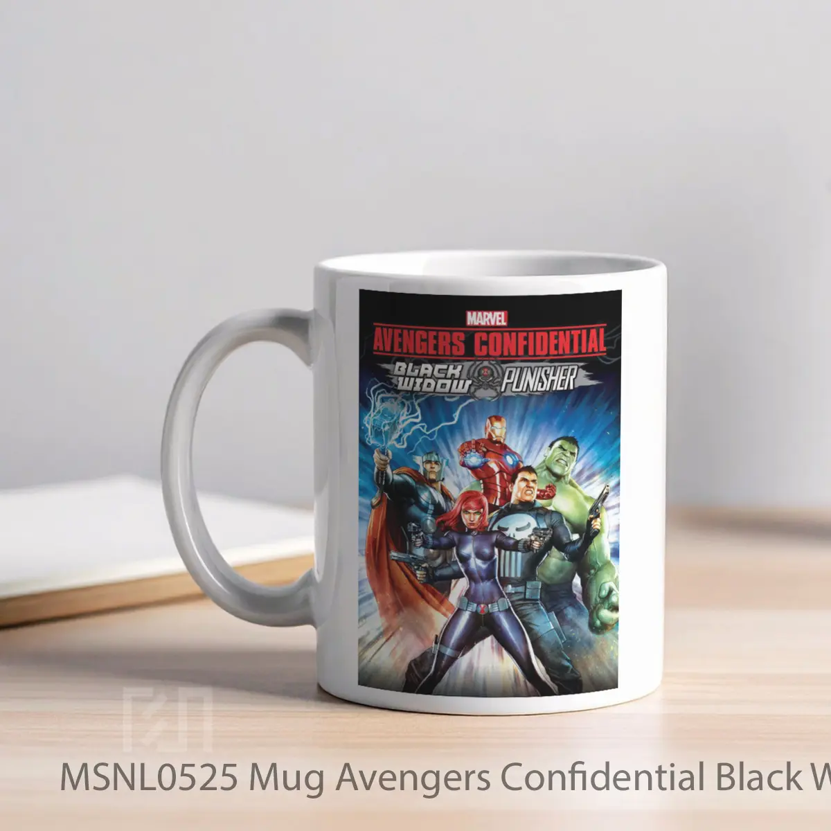 Mug Avengers Confidential Black Widow Punisher Gelas Keramik Tema Film MSNL0525 - Tampak Kiri