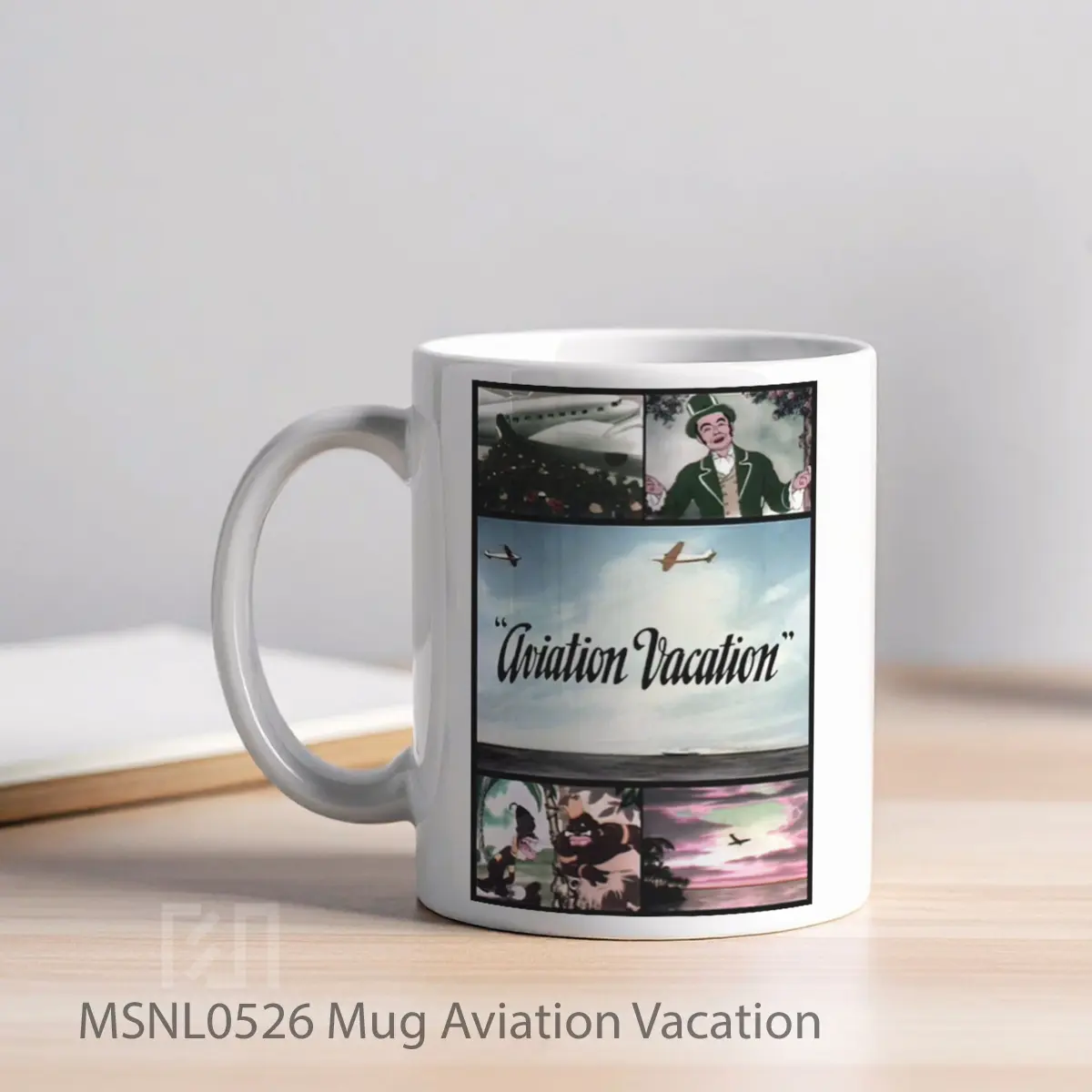 Mug Aviation Vacation Gelas Keramik Tema Film MSNL0526 - Tampak Kiri
