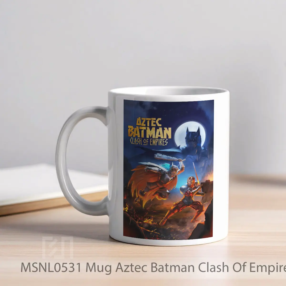 Mug Aztec Batman Clash Of Empires Gelas Keramik Tema Film MSNL0531 - Tampak Kiri