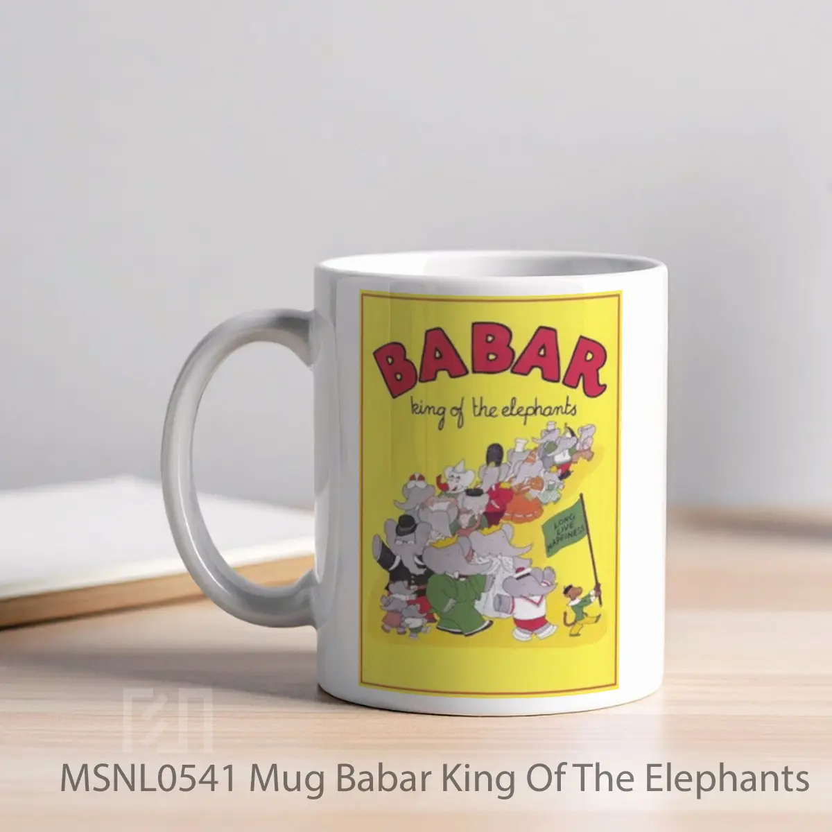 Mug Babar King Of The Elephants Gelas Keramik Tema Film MSNL0541 - Tampak Kiri