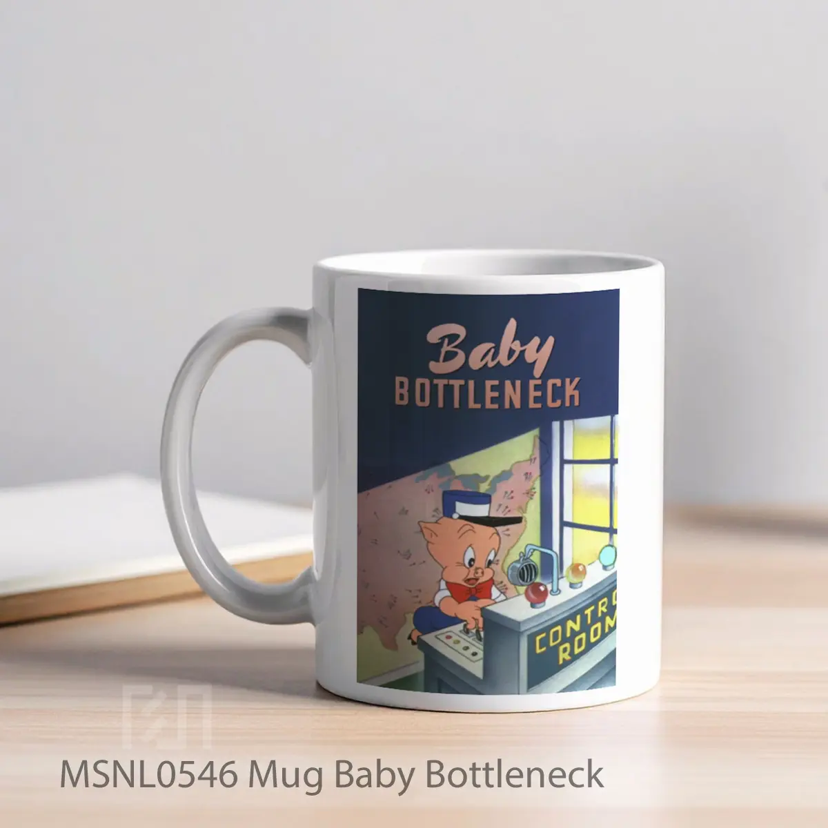 Mug Baby Bottleneck Gelas Keramik Tema Film MSNL0546 - Tampak Kiri