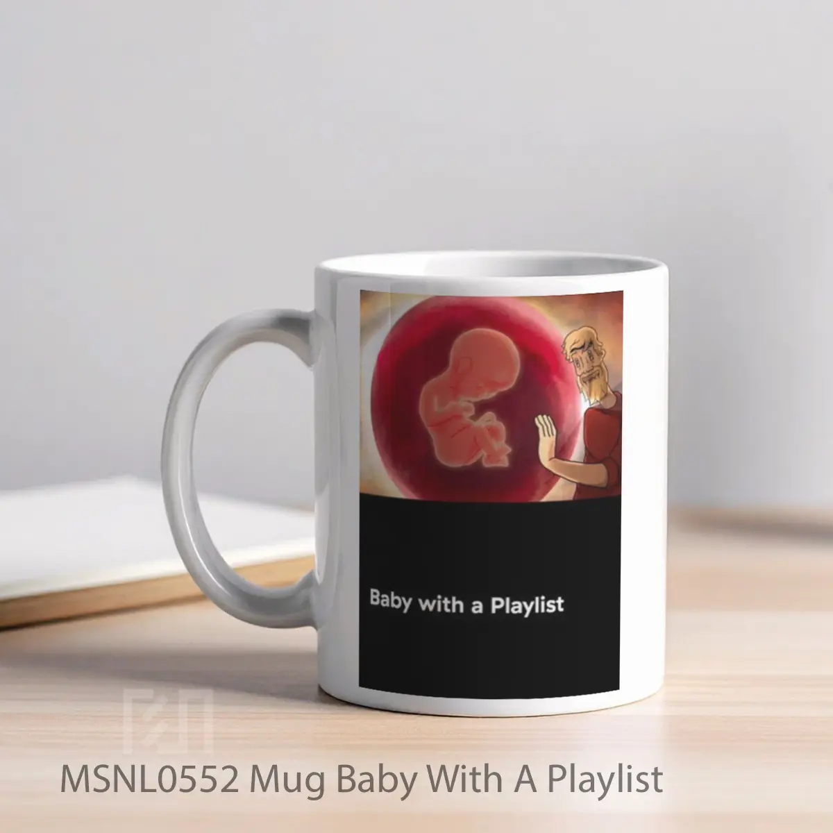 Mug Baby With A Playlist Gelas Keramik Tema Film MSNL0552 - Tampak Kiri