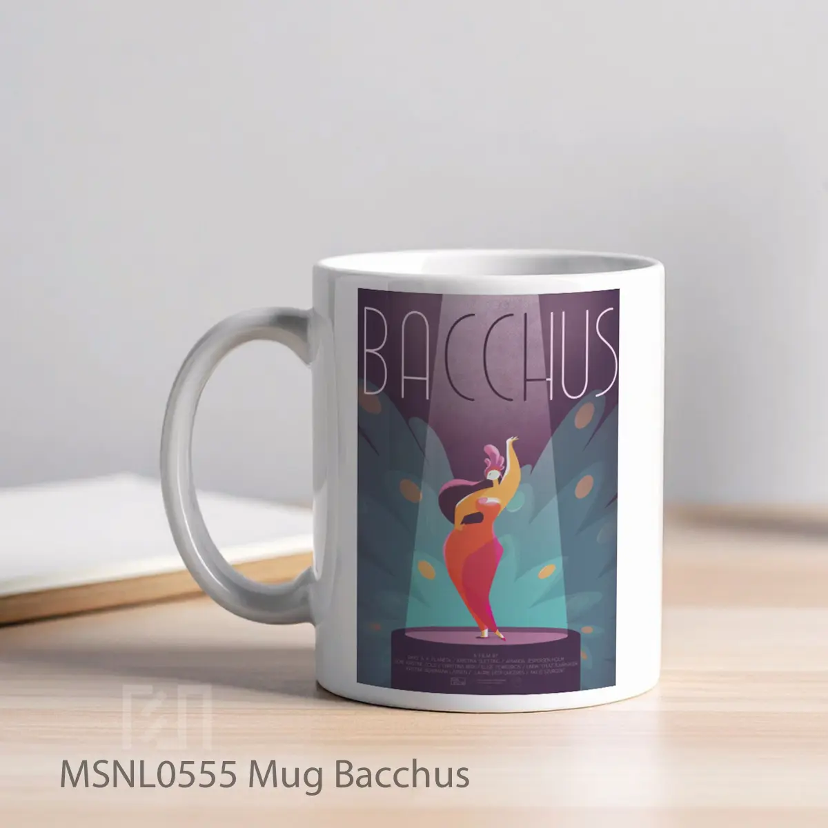 Mug Bacchus Gelas Keramik Tema Film MSNL0555 - Tampak Kiri