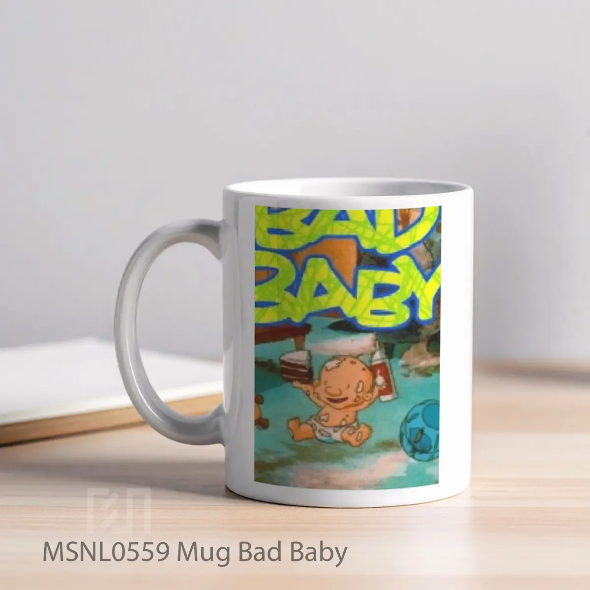 Mug Bad Baby Gelas Keramik Tema Film MSNL0559 - Tampak Kiri