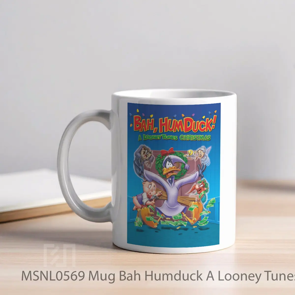 Mug Bah Humduck A Looney Tunes Christmas Gelas Keramik Tema Film MSNL0569 - Tampak Kiri