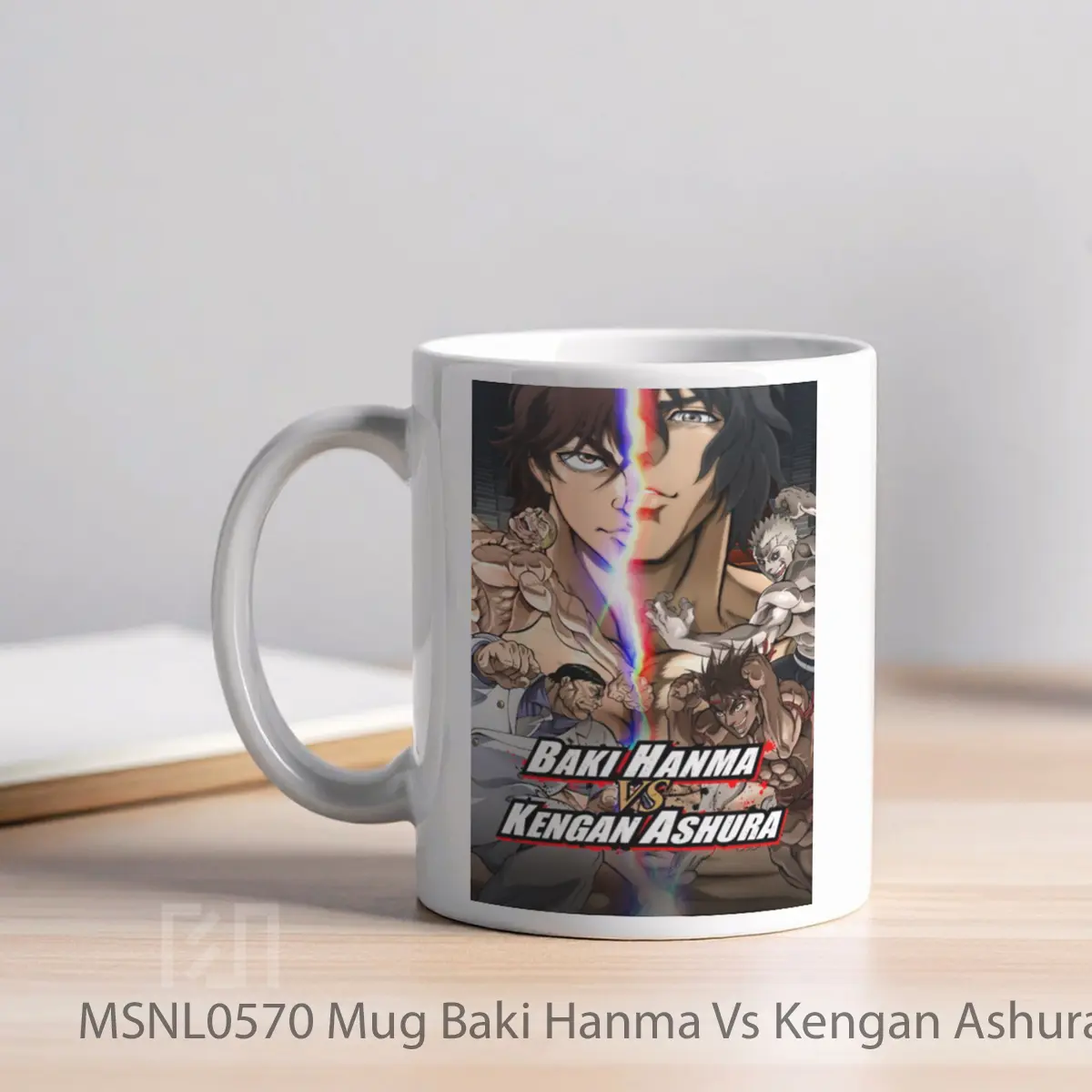 Mug Baki Hanma Vs Kengan Ashura Gelas Keramik Tema Film MSNL0570 - Tampak Kiri
