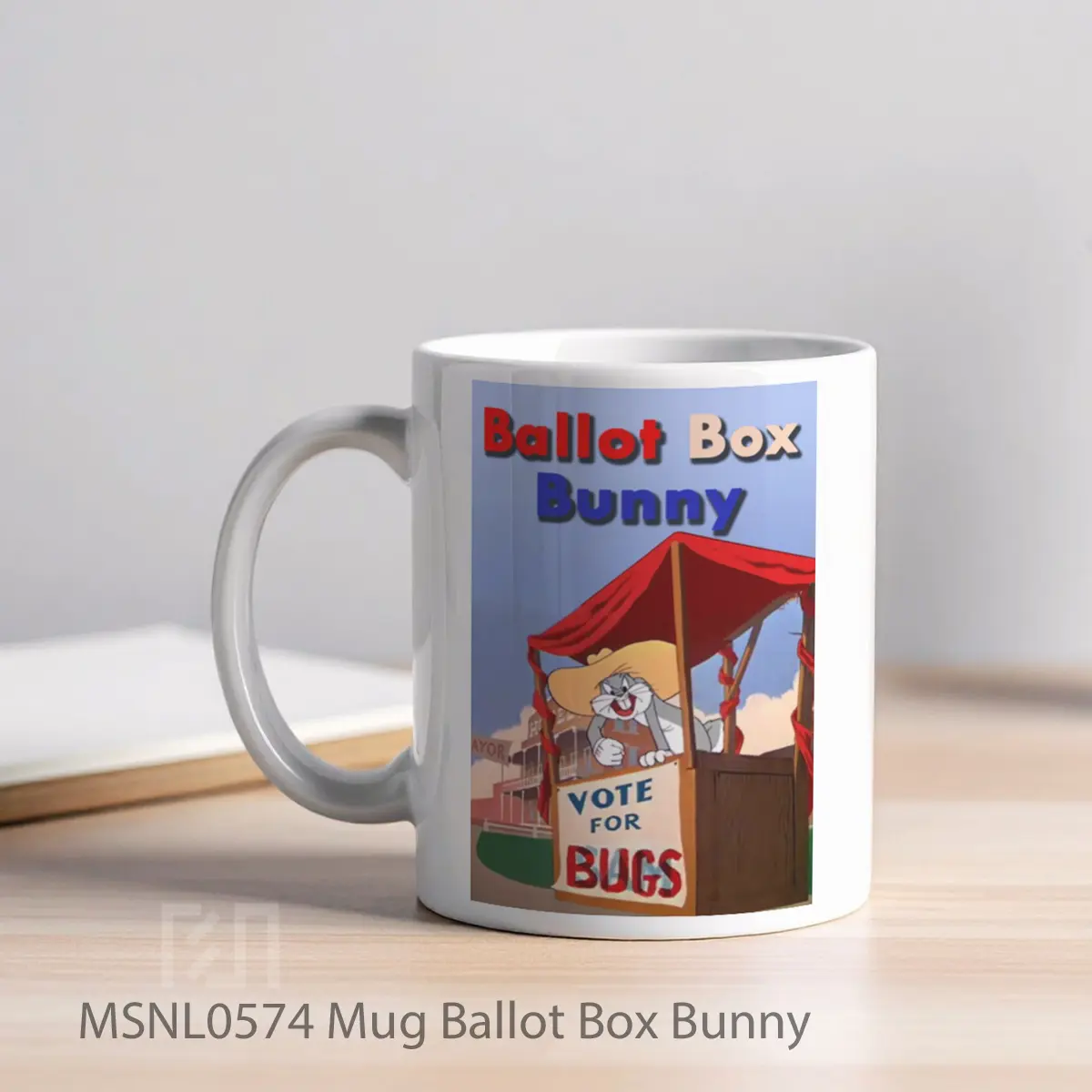 Mug Ballot Box Bunny Gelas Keramik Tema Film MSNL0574 - Tampak Kiri