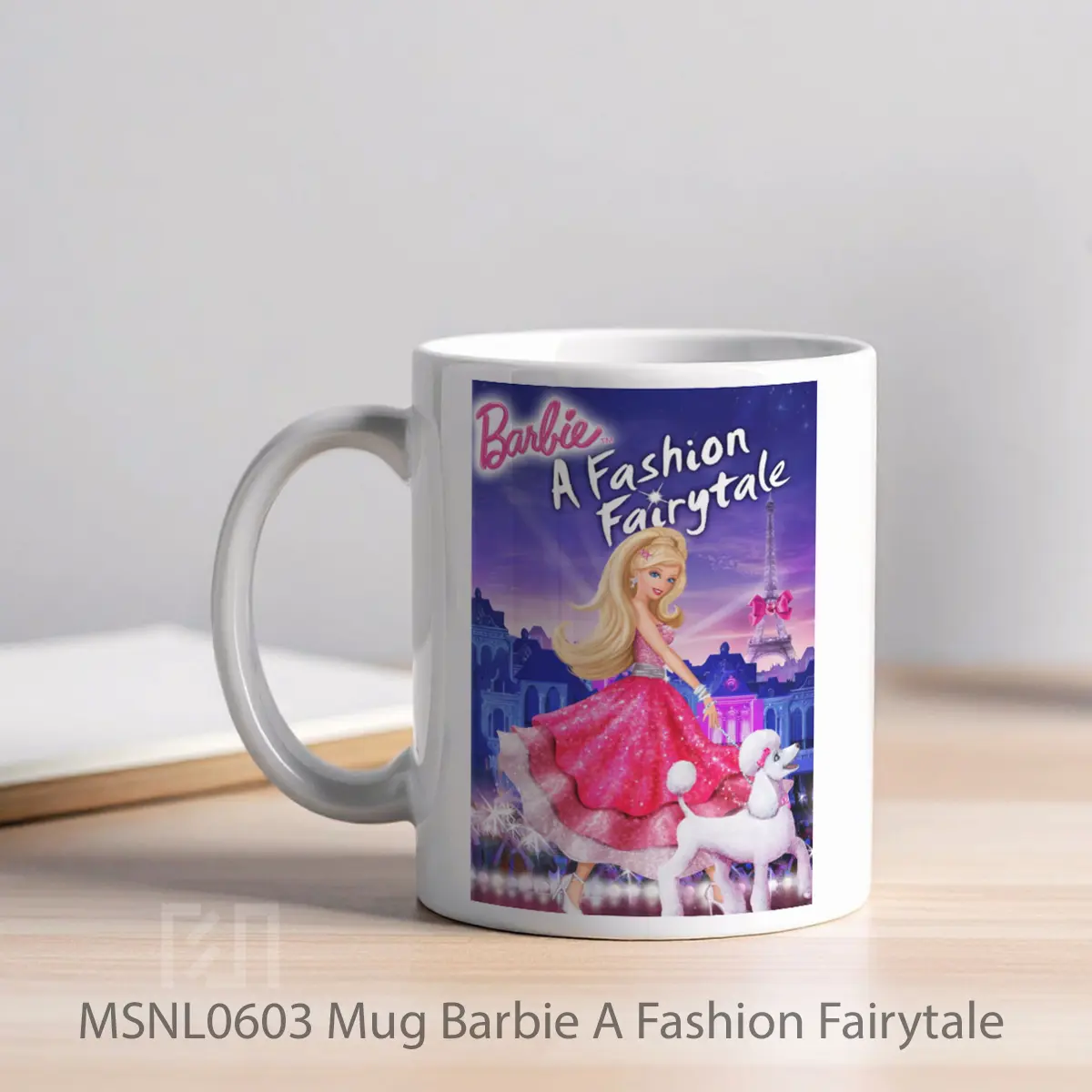 Mug Barbie A Fashion Fairytale Gelas Keramik Tema Film MSNL0603 - Tampak Kiri