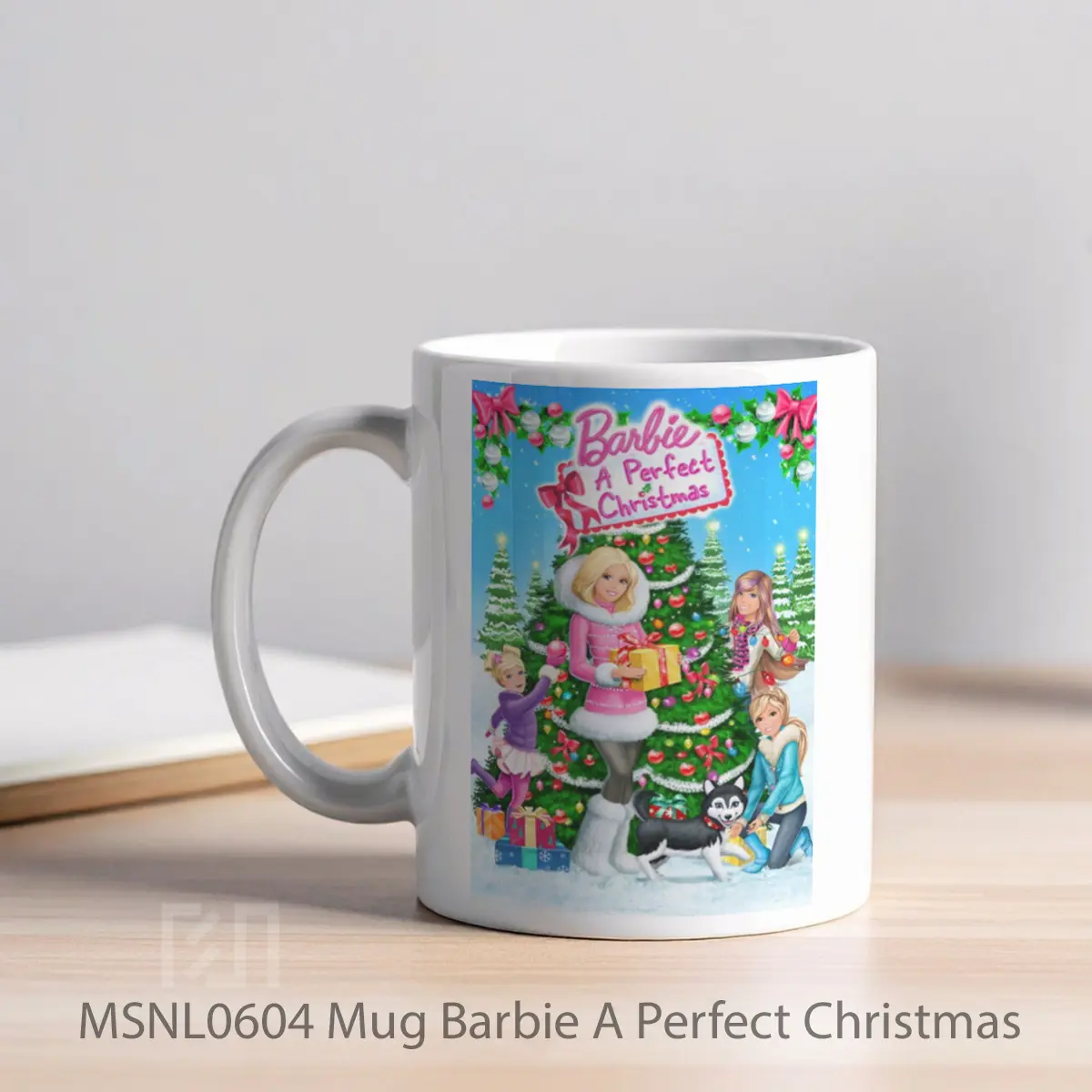 Mug Barbie A Perfect Christmas Gelas Keramik Tema Film MSNL0604 - Tampak Kiri