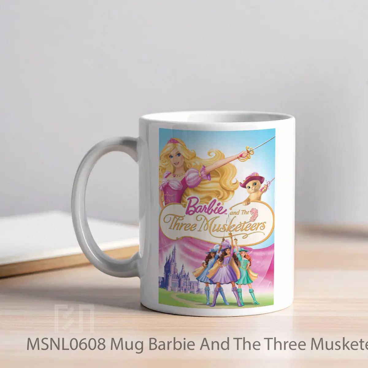 Mug Barbie And The Three Musketeers Gelas Keramik Tema Film MSNL0608 - Tampak Kiri