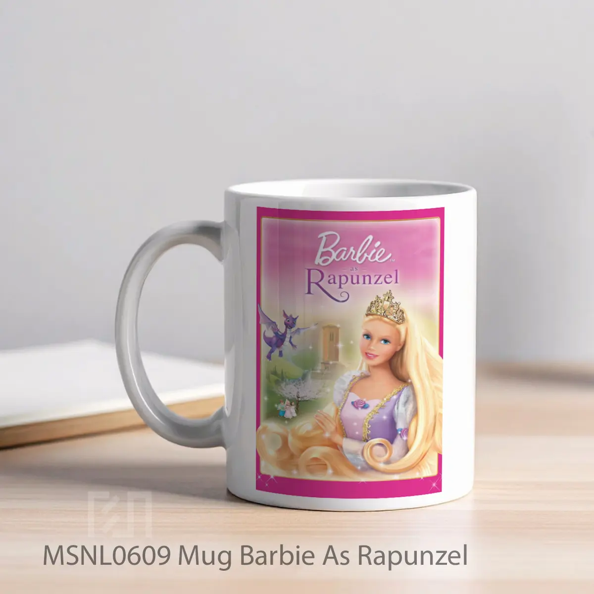 Mug Barbie As Rapunzel Gelas Keramik Tema Film MSNL0609 - Tampak Kiri