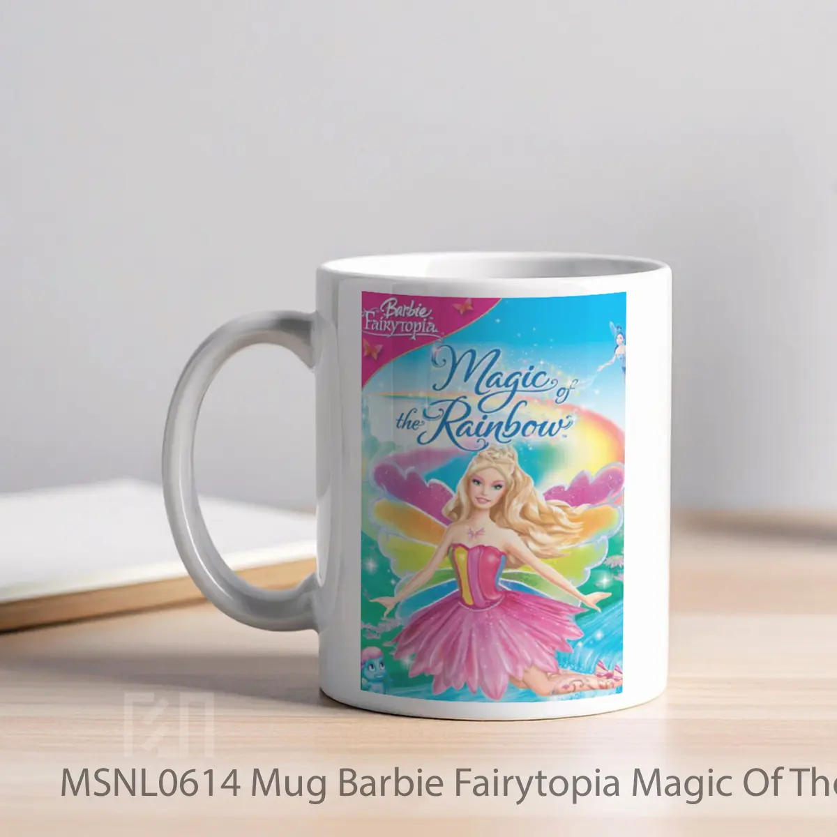 Mug Barbie Fairytopia Magic Of The Rainbow Gelas Keramik Tema Film MSNL0614 - Tampak Kiri