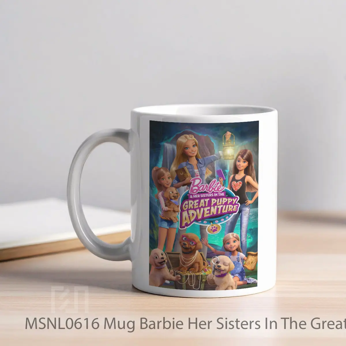 Mug Barbie Her Sisters In The Great Puppy Adventure Gelas Keramik Tema Film MSNL0616 - Tampak Kiri