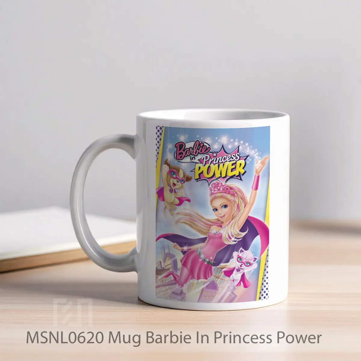 Mug Barbie In Princess Power Gelas Keramik Tema Film MSNL0620 - Tampak Kiri
