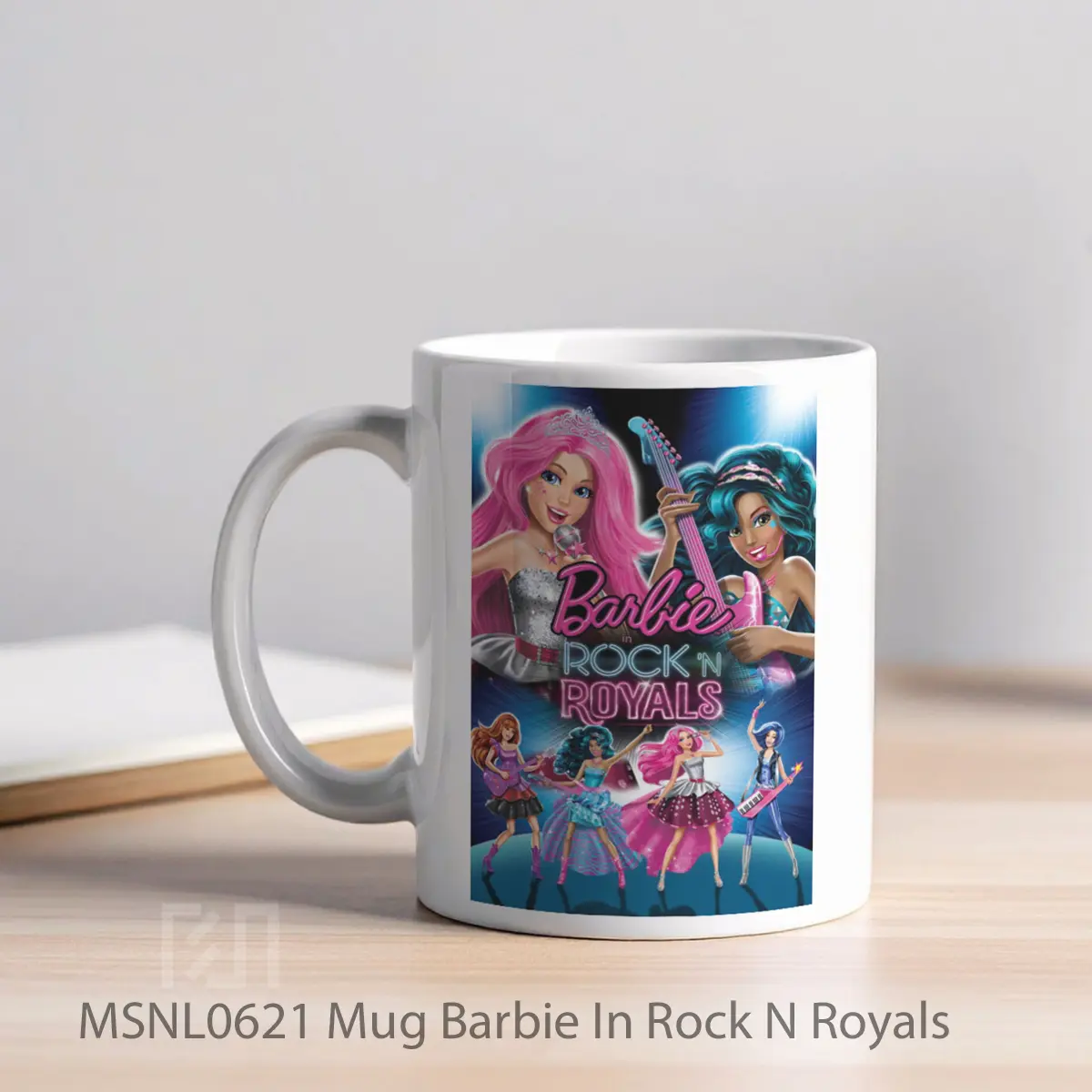 Mug Barbie In Rock N Royals Gelas Keramik Tema Film MSNL0621 - Tampak Kiri