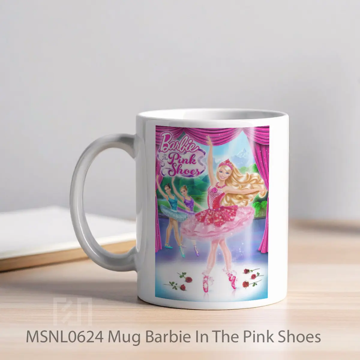 Mug Barbie In The Pink Shoes Gelas Keramik Tema Film MSNL0624 - Tampak Kiri