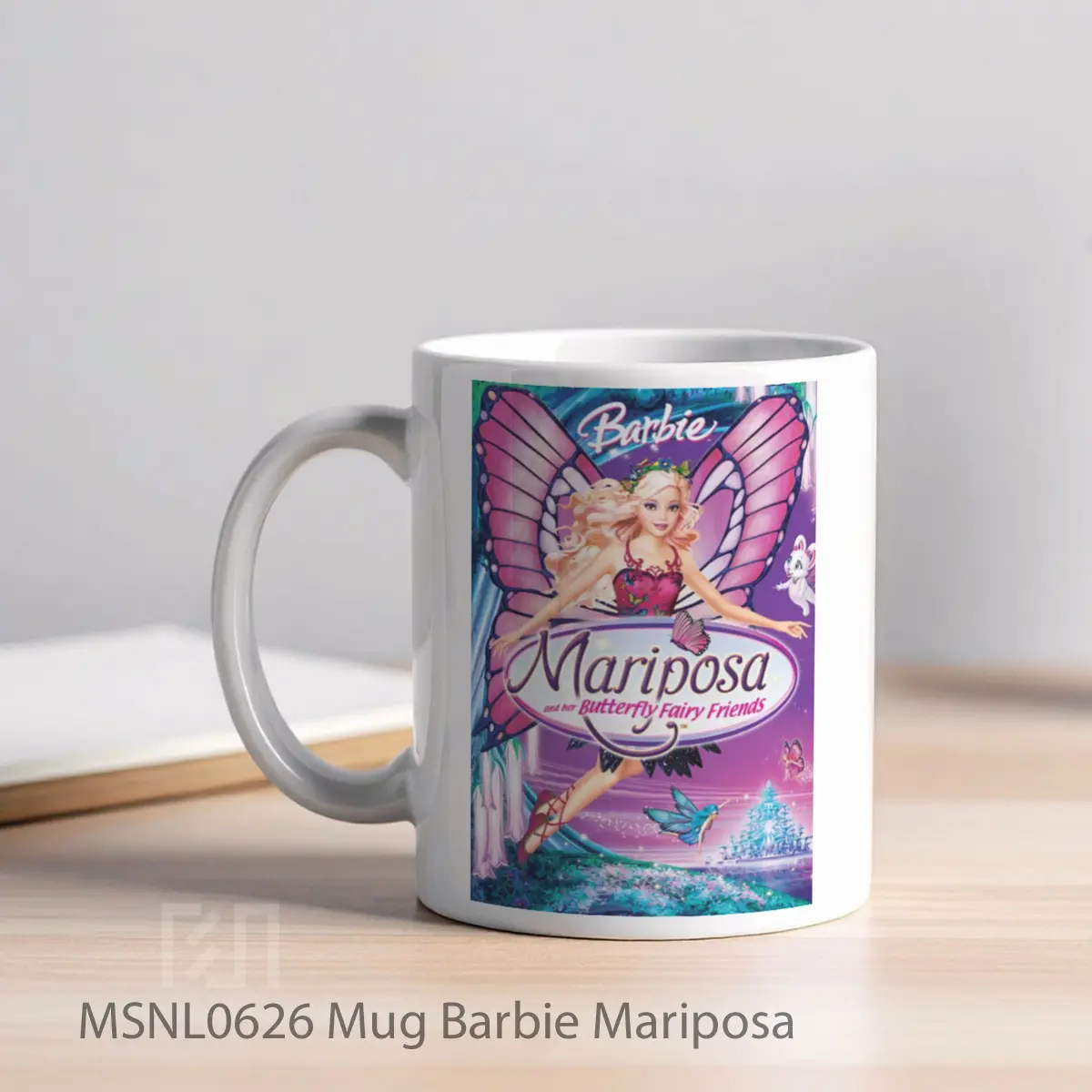 Mug Barbie Mariposa Gelas Keramik Tema Film MSNL0626 - Tampak Kiri