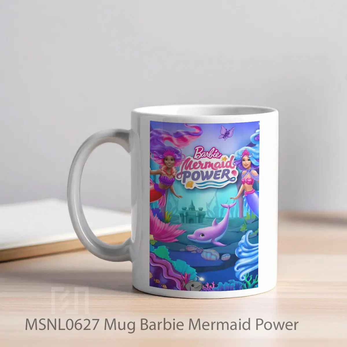 Mug Barbie Mermaid Power Gelas Keramik Tema Film MSNL0627 - Tampak Kiri