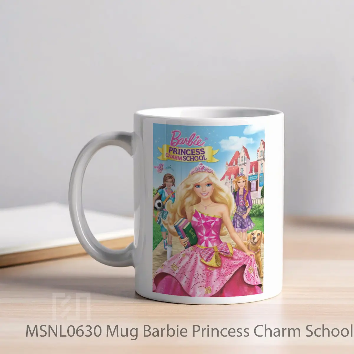 Mug Barbie Princess Charm School Gelas Keramik Tema Film MSNL0630 - Tampak Kiri