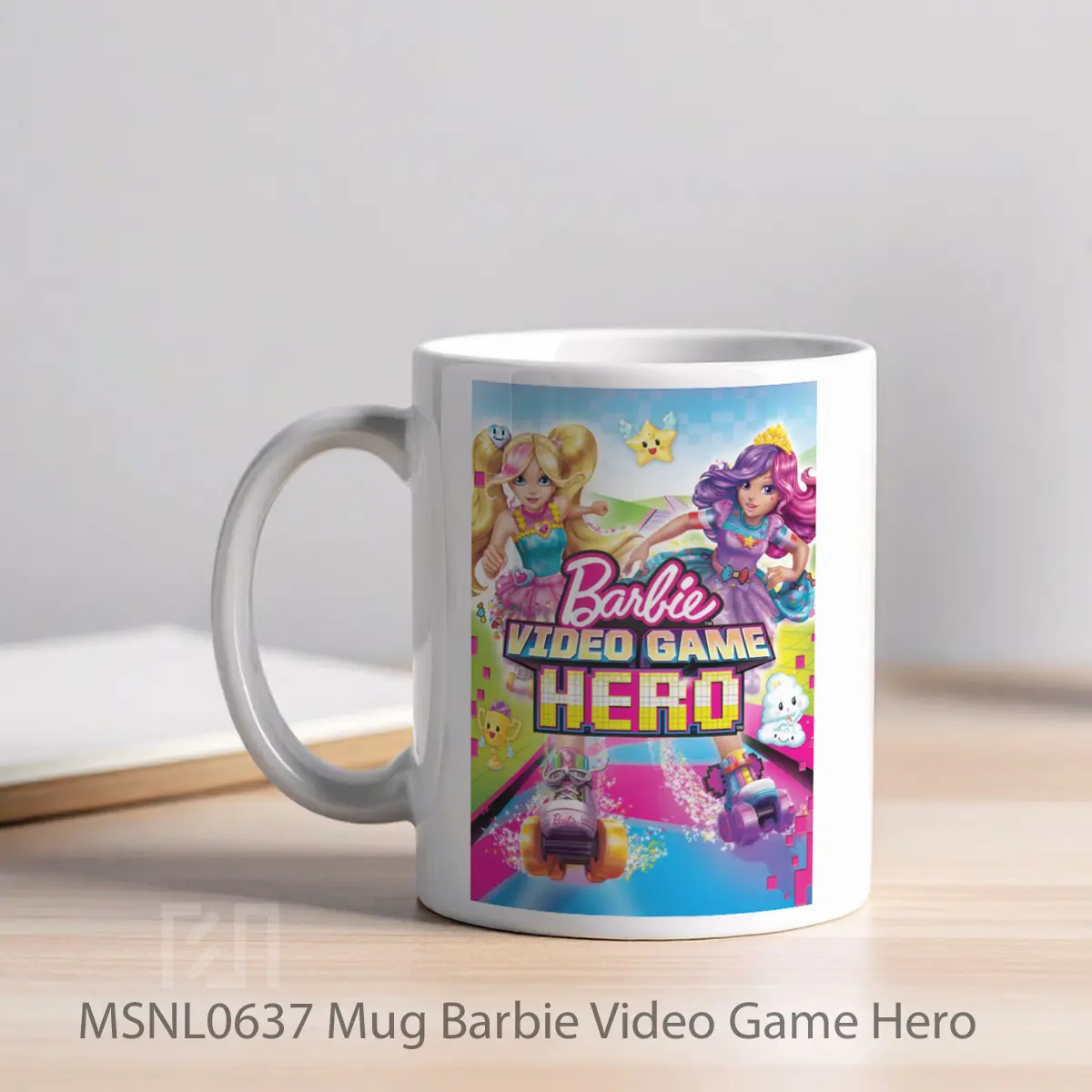 Mug Barbie Video Game Hero Gelas Keramik Tema Film MSNL0637 - Tampak Kiri