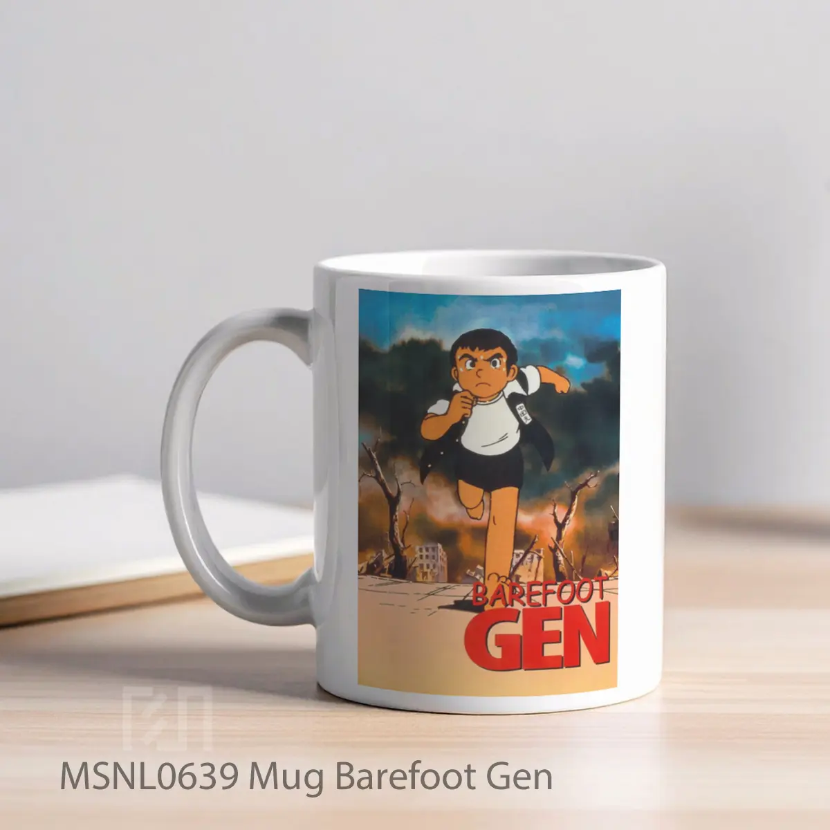 Mug Barefoot Gen Gelas Keramik Tema Film MSNL0639 - Tampak Kiri