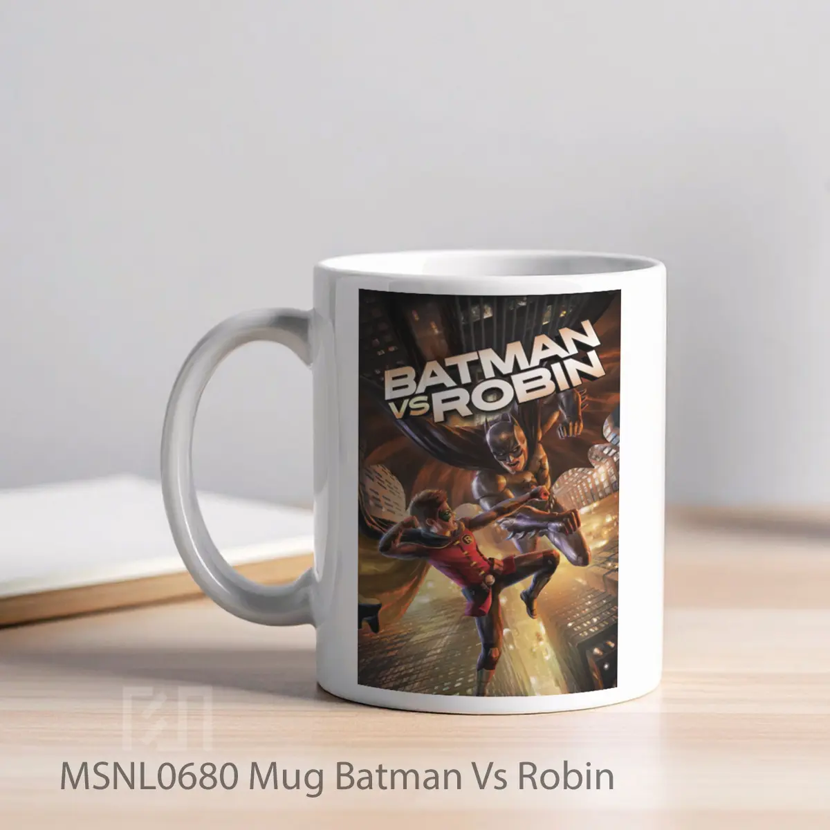 Mug Batman Vs Robin Gelas Keramik Tema Film MSNL0680 - Tampak Kiri