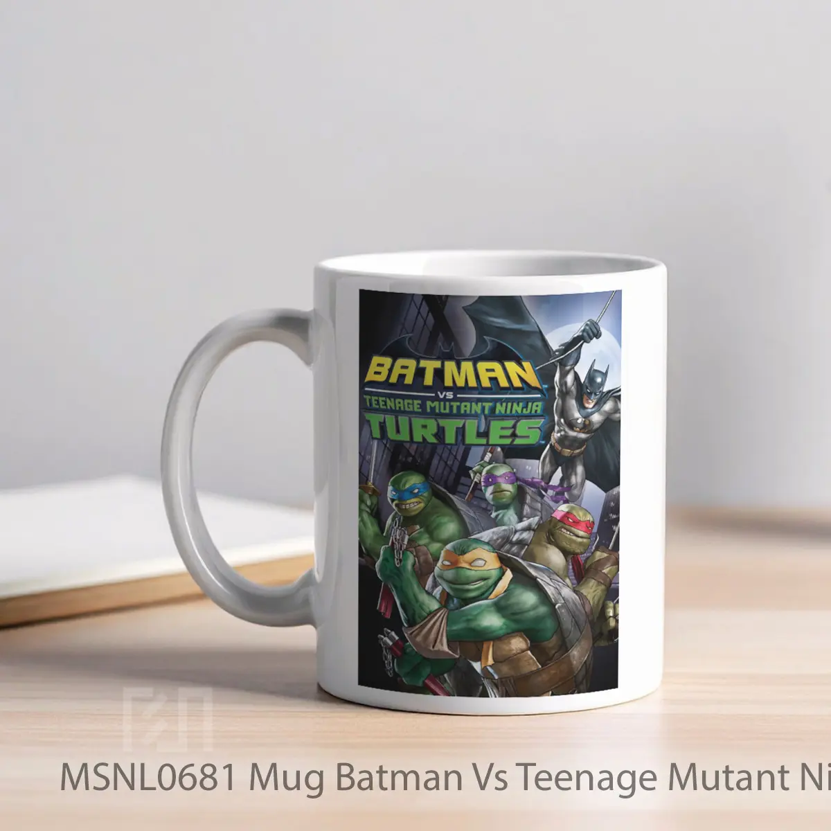Mug Batman Vs Teenage Mutant Ninja Turtles Gelas Keramik Tema Film MSNL0681 - Tampak Kiri