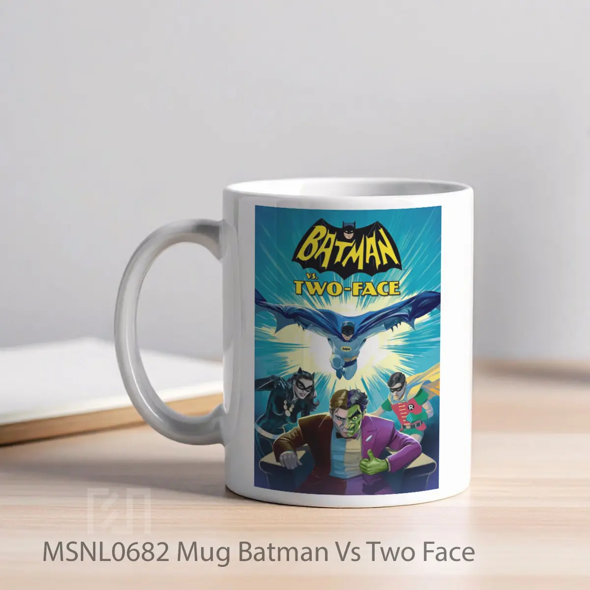 Mug Batman Vs Two Face Gelas Keramik Tema Film MSNL0682 - Tampak Kiri