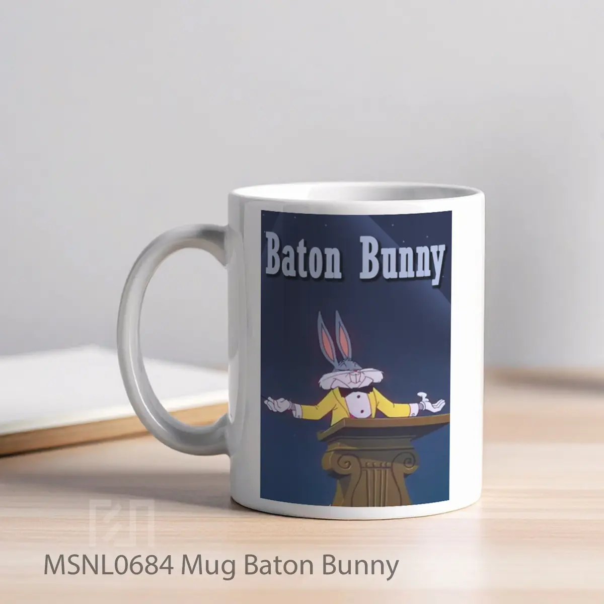 Mug Baton Bunny Gelas Keramik Tema Film MSNL0684 - Tampak Kiri