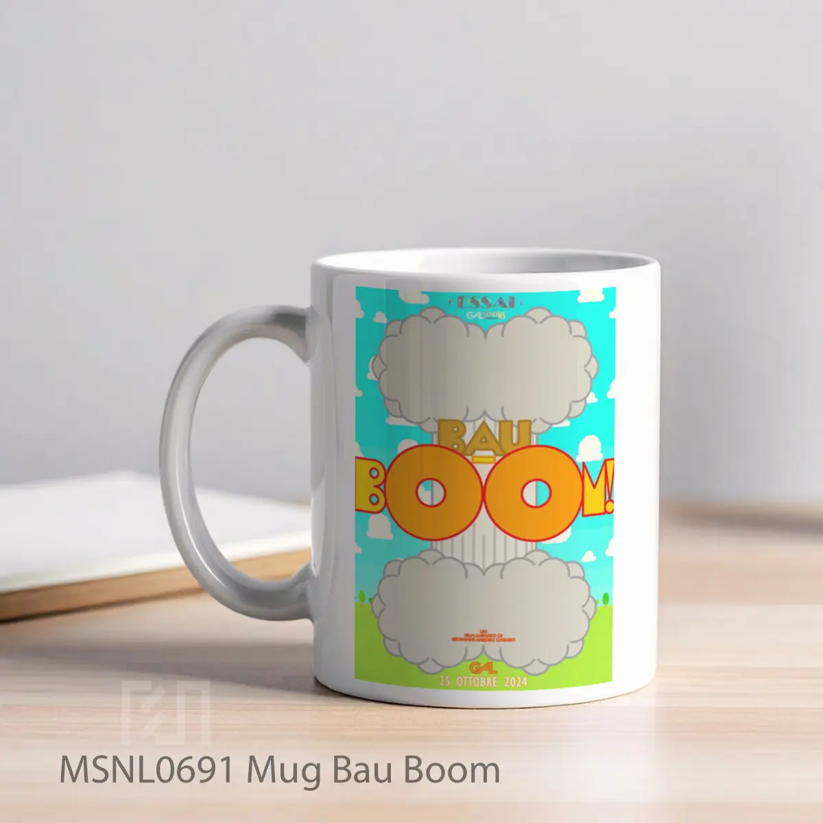 Mug Bau Boom Gelas Keramik Tema Film MSNL0691 - Tampak Kiri