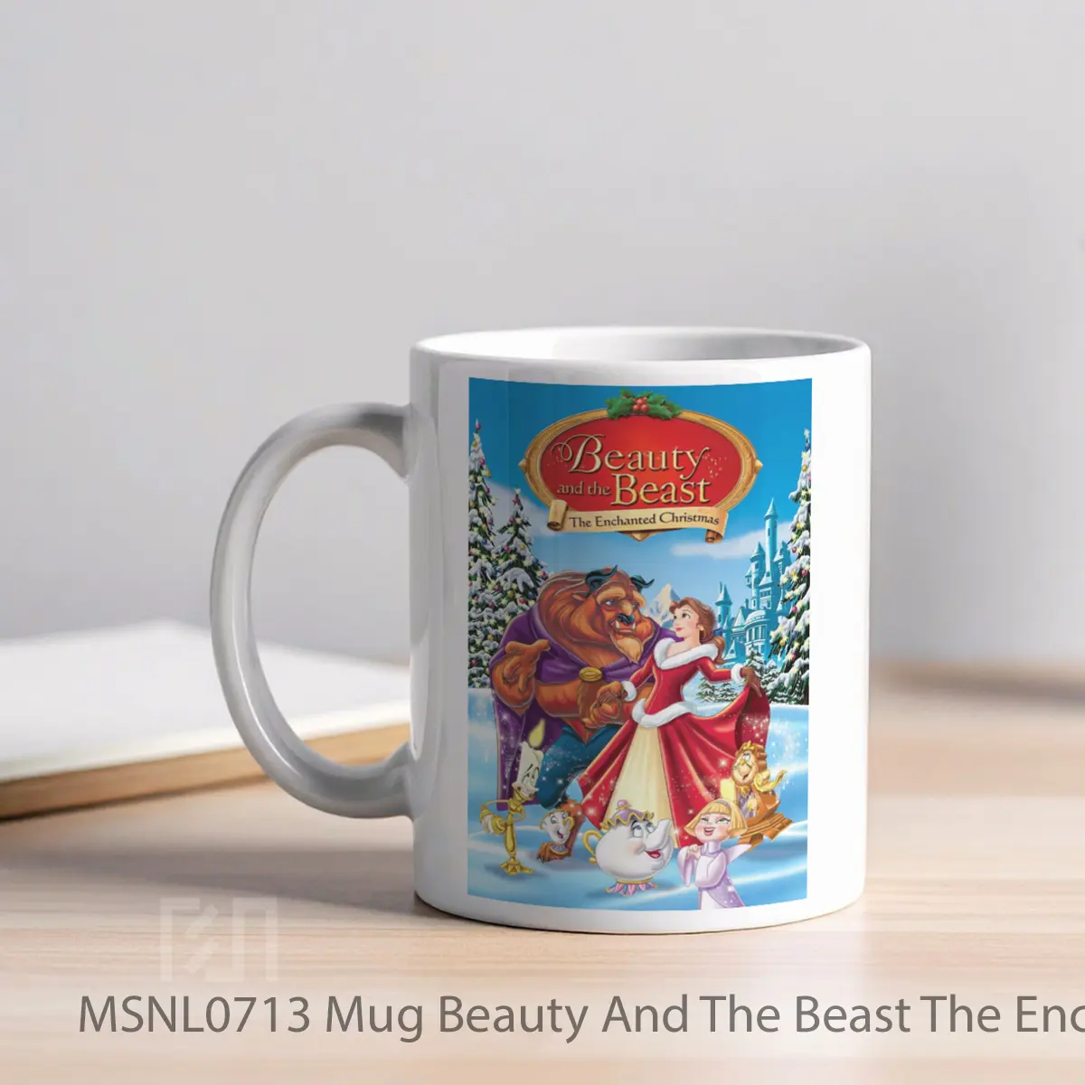 Mug Beauty And The Beast The Enchanted Christmas Gelas Keramik Tema Film MSNL0713 - Tampak Kiri
