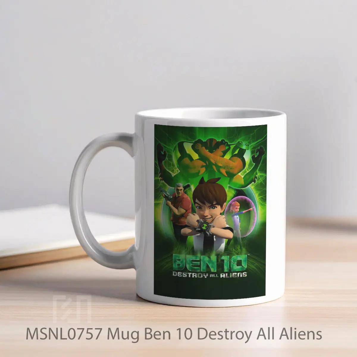 Mug Ben 10 Destroy All Aliens Gelas Keramik Tema Film MSNL0757 - Tampak Kiri