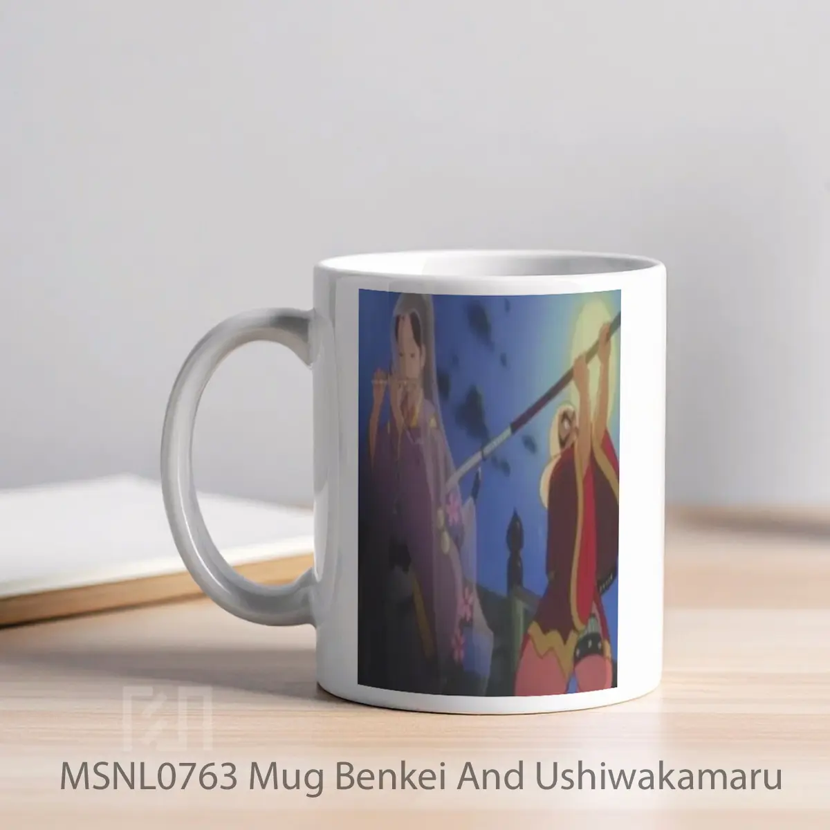 Mug Benkei And Ushiwakamaru Gelas Keramik Tema Film MSNL0763 - Tampak Kiri