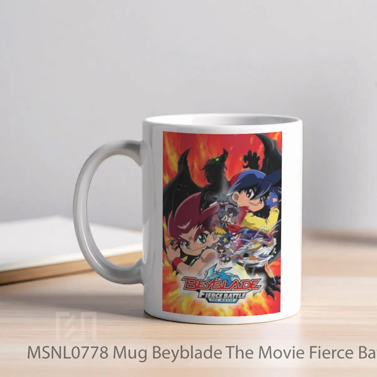 Mug Beyblade The Movie Fierce Battle Gelas Keramik Tema Film MSNL0778 - Tampak Kiri