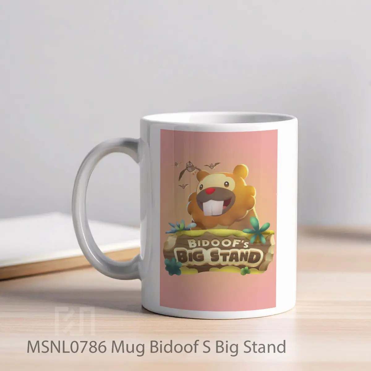 Mug Bidoof S Big Stand Gelas Keramik Tema Film MSNL0786 - Tampak Kiri