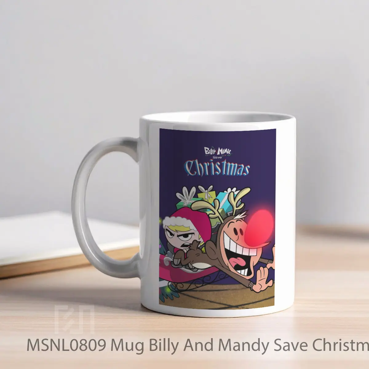 Mug Billy And Mandy Save Christmas Gelas Keramik Tema Film MSNL0809 - Tampak Kiri