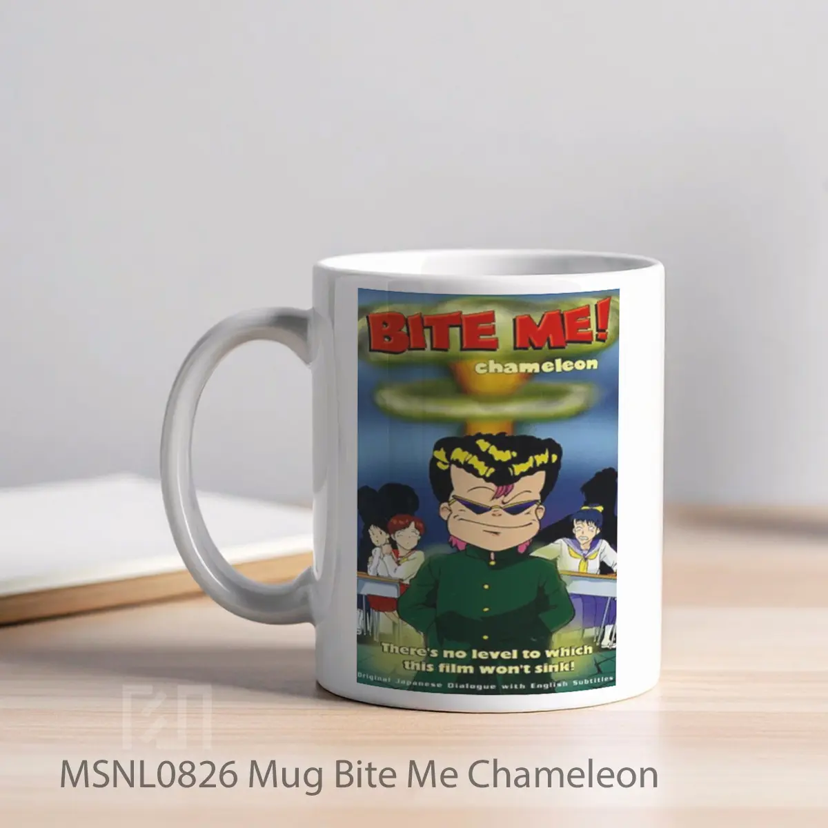 Mug Bite Me Chameleon Gelas Keramik Tema Film MSNL0826 - Tampak Kiri