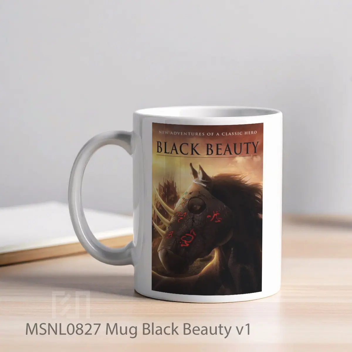 Mug Black Beauty V1 Gelas Keramik Tema Film MSNL0827 - Tampak Kiri