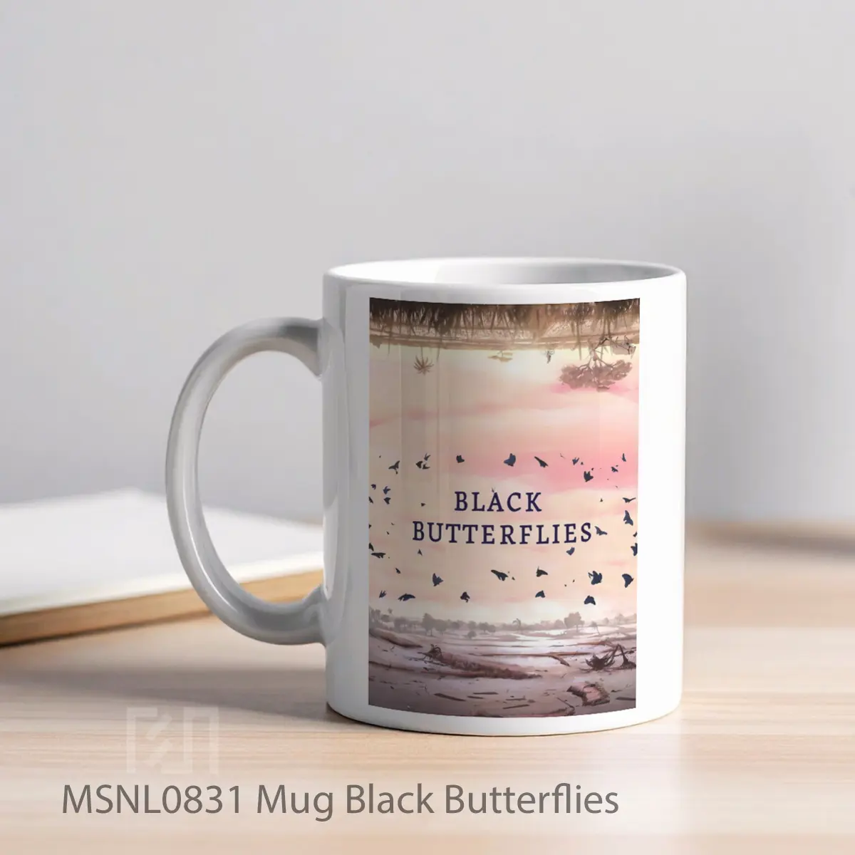 Mug Black Butterflies Gelas Keramik Tema Film MSNL0831 - Tampak Kiri