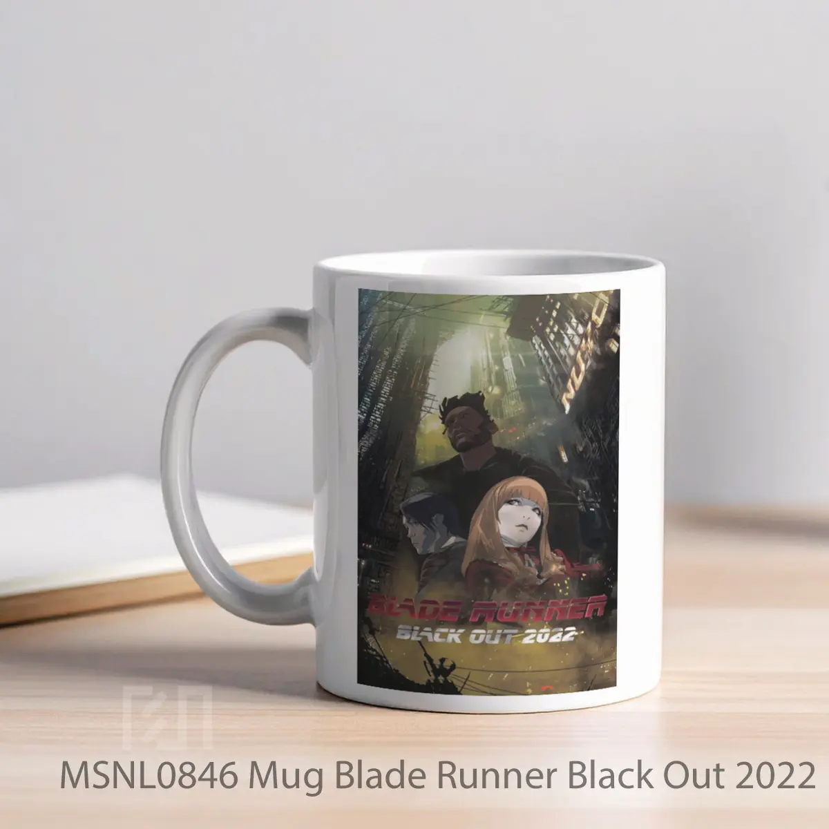 Mug Blade Runner Black Out 2022 Gelas Keramik Tema Film MSNL0846 - Tampak Kiri